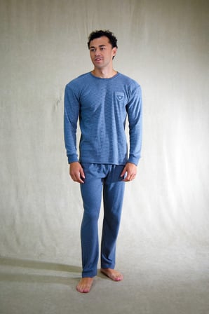 Estiva Erkek Çizgili İnterlok Şardonlu Pijama Takımı