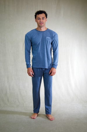 Estiva Erkek Çizgili İnterlok Şardonlu Pijama Takımı