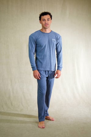 Estiva Erkek Çizgili İnterlok Şardonlu Pijama Takımı