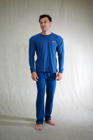 Estiva Erkek Çizgili İnterlok Şardonlu Pijama Takımı