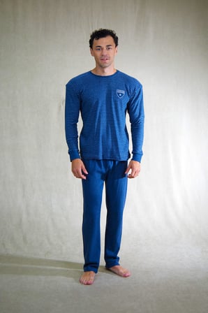 Estiva Erkek Çizgili İnterlok Şardonlu Pijama Takımı