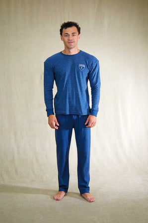 Estiva Erkek Çizgili İnterlok Şardonlu Pijama Takımı