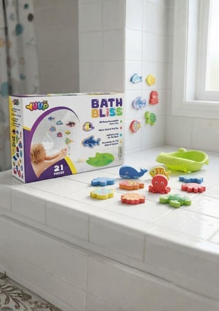 Çocuklar İçin Eğlenceli Banyo Keyif Seti - 21 Parça Deniz Canlıları