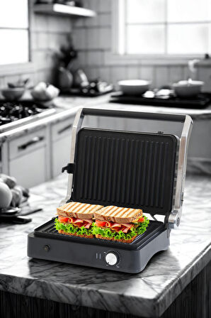 Primo Tost Makinesi | 2000W Güç | Yapışmaz Plaka | Yağ Hazneli Termostatlı Tost Makinası