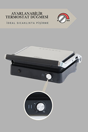 Primo Tost Makinesi | 2000W Güç | Yapışmaz Plaka | Yağ Hazneli Termostatlı Tost Makinası