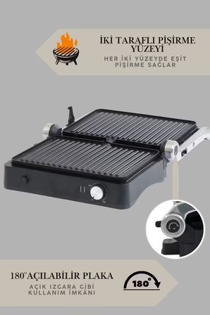 Primo Tost Makinesi | 2000W Güç | Yapışmaz Plaka | Yağ Hazneli Termostatlı Tost Makinesi