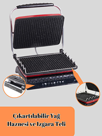 Tost Makinası Ultra Granit Yüzey İle Sağlıklı Pişirim | 1800W Yağ Hazneli Ultra Granit Tost Makinesi