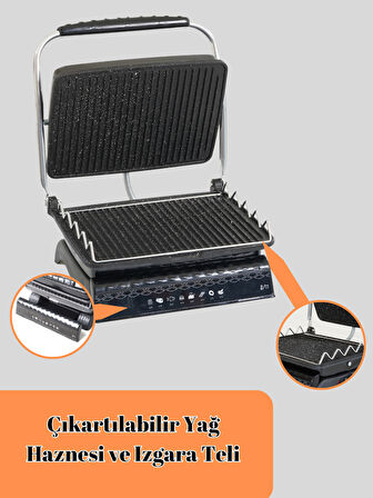 Tost Makinası Ultra Granit Yüzey İle Sağlıklı Pişirim | 1800W Yağ Hazneli Ultra Granit Tost Makinesi