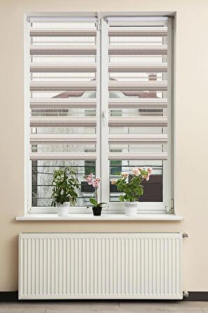 Stor Zebra Perde Beyaz Bej Degrade Minimal Jakar Desen Piliseli 1.Kalite Dekoratif Kornişe Kolay Montaj