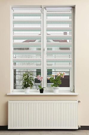 Stor Zebra Perde Mint Gri Degrade Minimal Jakar Desen Piliseli 1.Kalite Dekoratif Kornişe Kolay Montaj