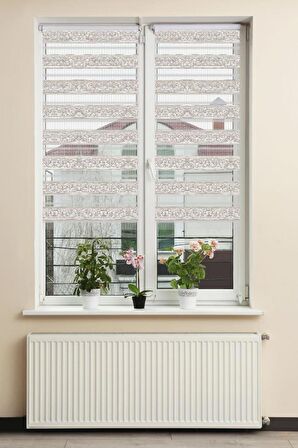 Stor Zebra Perde Sarı Simli Barok Desenli Krem Jakar Piliseli 1.Kalite Dekoratif Kornişe Kolay Montaj