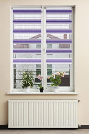 Stor Zebra Perde Degrade Pembe Beyaz Geçişli Jakar Piliseli 1.Kalite Dekoratif Kornişe Kolay Montaj