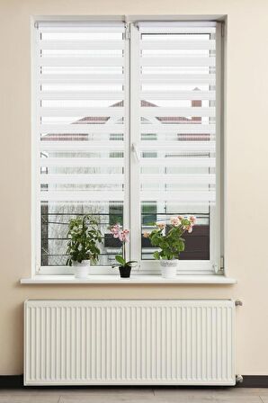 Stor Zebra Perde Klasik Beyaz Minimal Jakarlı Desen Piliseli 1.Kalite Dekoratif Kornişe Kolay Montaj