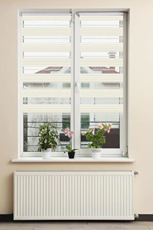 Stor Zebra Perde Minimal Krem İnce Jakarlı Desen Piliseli 1.Kalite Dekoratif Kornişe Kolay Montaj