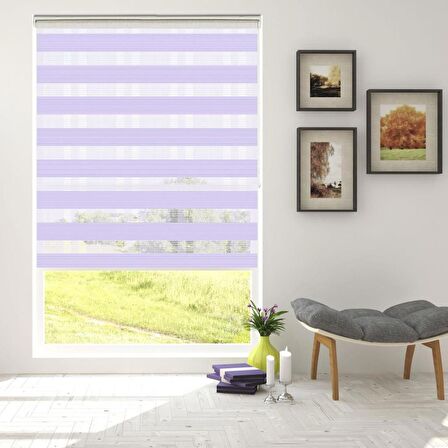 Stor Zebra Perde Modern Lila Geniş Jakar Desenli Piliseli 1.Kalite Dekoratif Kornişe Kolay Montaj