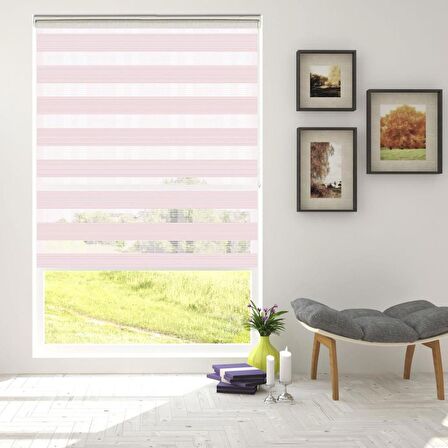 Stor Zebra Perde Modern Bej Geniş Jakar Desenli Piliseli 1.Kalite Dekoratif Kornişe Kolay Montaj