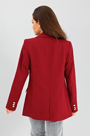 Blazer Fleto Cepli Atlas Kumaş Ceket - Bordo