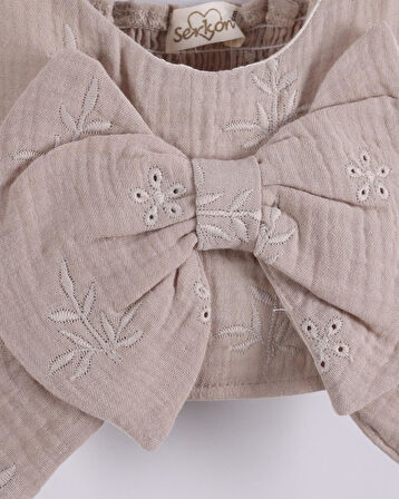 Serkon Kız Çocuk Müslin Crop Pantolon Takım SER-0876