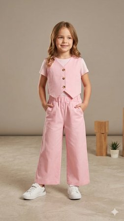 Kız Çocuk Pantolon Yelekli Takım SER-0973