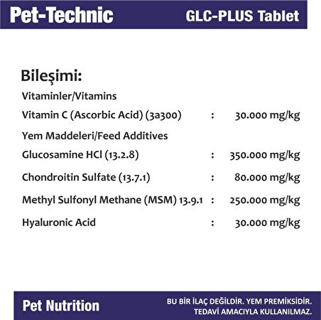 Pet Technic Yavru-Yetişkin Eklem Güçlendirici C Vitamini Tablet 75 Tablet