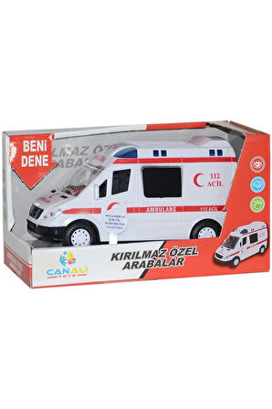 Can Ali Toys CNL-9999 Işıklı Sesli Pilli Ambulans - Beyaz Renk