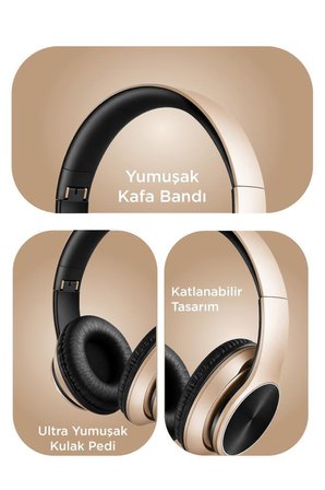 Bluetooth Kulaklık Kulak Üstü Kablosuz Kulaklık P575 Altın