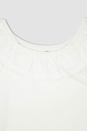 Kız Çocuk Regular Fit Volanlı Pamuklu Atlet X0695A622HSWT34