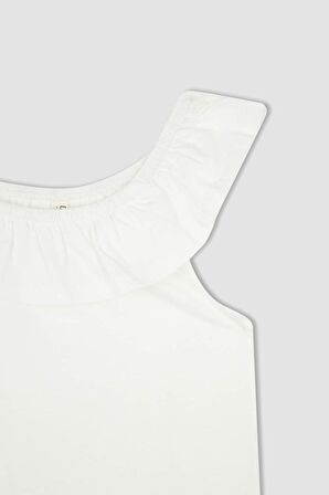 Kız Çocuk Regular Fit Volanlı Pamuklu Atlet X0695A622HSWT34