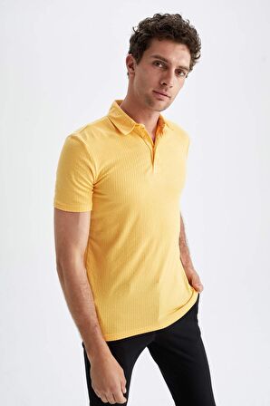 Slim Fit Polo Yaka Kisa Kollu Pamuklu Tisört