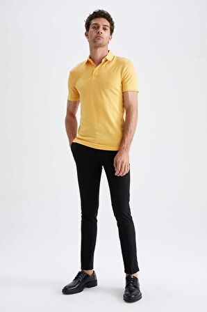 Slim Fit Polo Yaka Kisa Kollu Pamuklu Tisört
