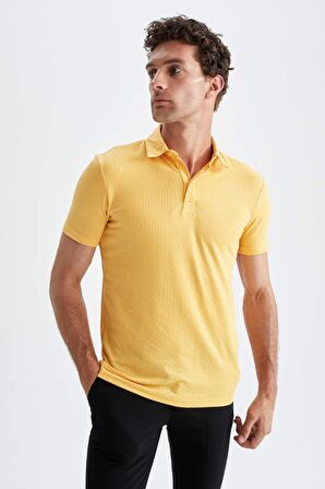 Slim Fit Polo Yaka Kisa Kollu Pamuklu Tisört