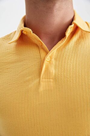 Slim Fit Polo Yaka Kisa Kollu Pamuklu Tisört