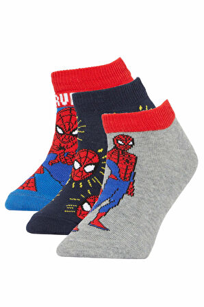 DeFacto Erkek Çocuk Marvel Spiderman Pamuklu 3'lü Patik Çorap X2345A6NSKR1