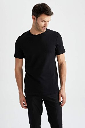 Modern Fit Bisiklet Yaka Pamuklu Penye Tişört X3252AZ22SMBK81