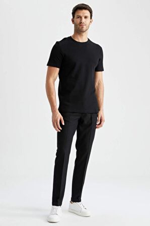 Modern Fit Bisiklet Yaka Pamuklu Penye Tişört X3252AZ22SMBK81