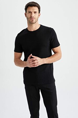 Modern Fit Bisiklet Yaka Pamuklu Penye Tişört X3252AZ22SMBK81