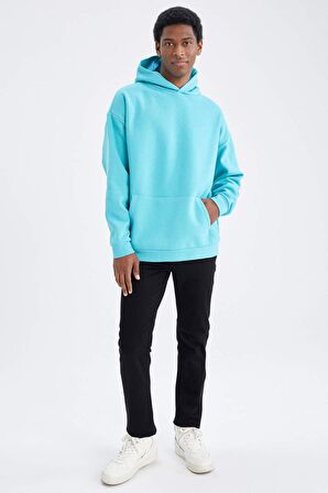 DeFacto Oversize Fit Kapüşonlu Kanguru Cepli İçi Yumuşak Tüylü Sweatshirt Y1237AZ22AUTR157