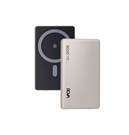 Rova PWS615 MageSafe'li Powerbank ve Taşınabilir Şarj Cihazı - 5000 mAh - Gri