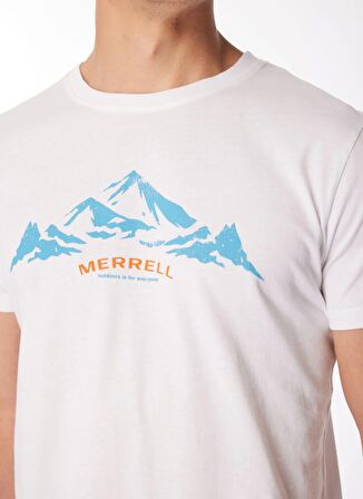 Merrell Beyaz Erkek O Yaka Baskılı T-Shirt M4TAURUSM_TAURUS M