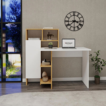 Arnetti Buğra Dolaplı Çalışma Masası Safirmeşe & Beyaz