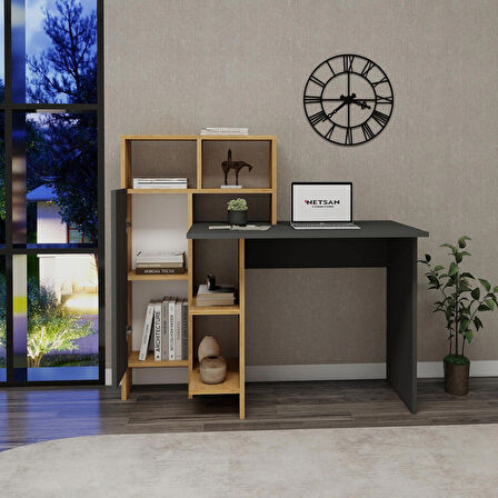 Arnetti Buğra Dolaplı Çalışma Masası Antrasit & Safirmeşe
