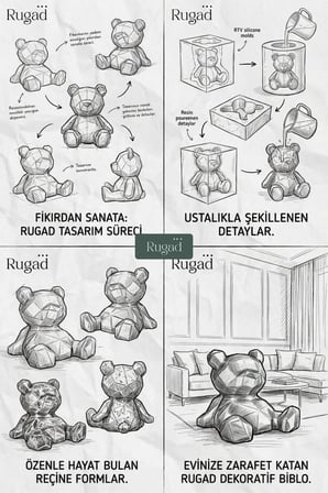 Biblo Dekoratif Heykel Ayı Biblosu Beyaz Model 39