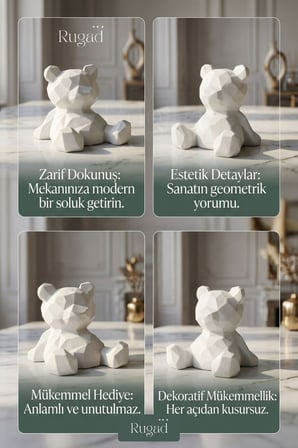 Biblo Dekoratif Heykel Ayı Biblosu Beyaz Model 39