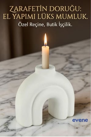 Mumluk Şamdan Ince Mum Uyumlu Beyaz Renk Model 43