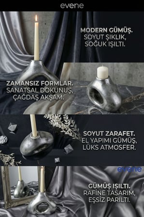 Mumluk Şamdan Ince Mum Uyumlu Siyah Renk Model 46