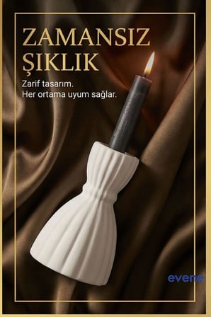 Mumluk Şamdan Ince Mum Uyumlu Altın Eskitme Renk Model 47