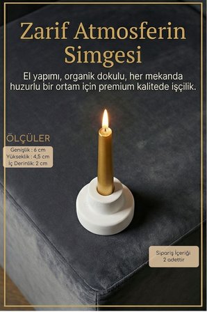Mumluk Şamdan Ince Mum Uyumlu Altın Renk Model 49