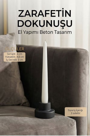 Mumluk Şamdan Ince Mum Uyumlu Altın Renk Model 49