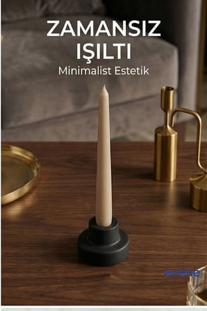 Mumluk Şamdan Ince Mum Uyumlu Altın Renk Model 49