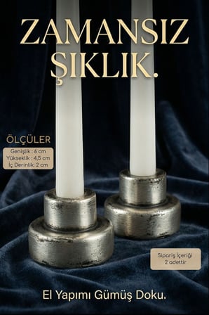 Mumluk Şamdan Ince Mum Uyumlu Altın Renk Model 49